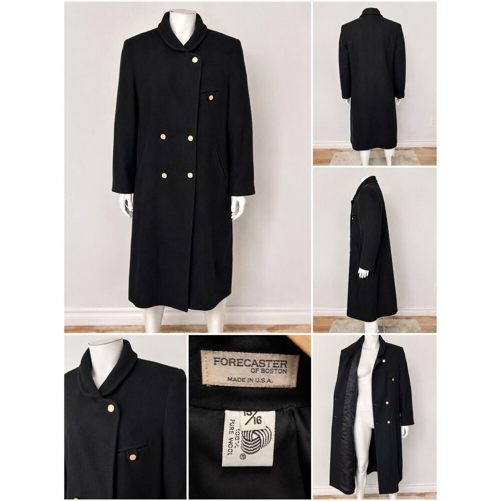 Vintage Forecaster of Boston Women's  100% Wool Long Coat XL Gold Buttons  USA